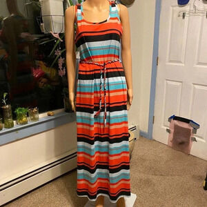 DGNY Beautiful Colorful Sleeveless Maxi Dress Women Size XL